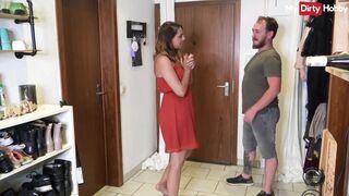 POV Pizza delivery guy enters Mila Hase and fucks her doggystyle