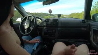Public Handjob In The Car On The Road
