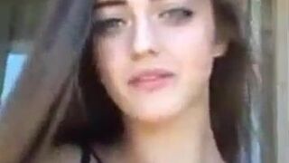 Cute russian teen on the balcony in sexy bikini in Turkey