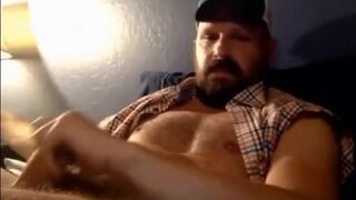 Bearded Muscle Daddy Jerks Off in Truck