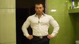 Muscular Russian Hunk Strips and Plays