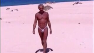 Beach Striptease: Tanned Hunk Bares All