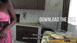 Hardcore kitchen sex with African teen