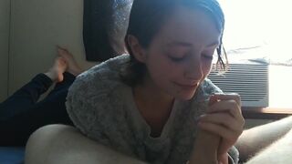 SophieEllie: POV Blowjob and Foot Fetish - Cum Shot