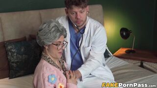 Very horny granny Billie Star pussy drilled and throat pierced