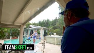 Big Tits Fitness Girl Ellie Nova Practices Her Cheers Riding Her Step Daddy’s Cock