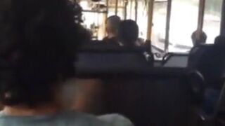 Stranger Handjob on a Public Bus - Big Cock Cums Outdoors