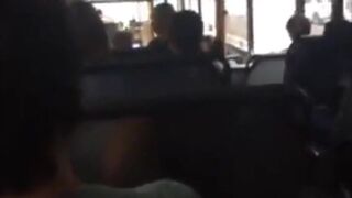 Stranger Handjob on a Public Bus - Big Cock Cums Outdoors