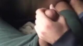 Stranger Handjob on a Public Bus - Big Cock Cums Outdoors