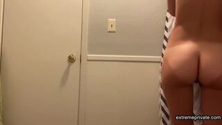 stepdaughter rubbing tan lines tits (spying)