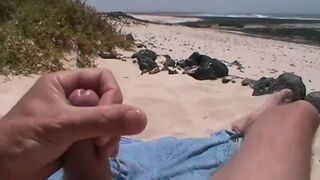 Beach Handjob Leads to Masturbation and a Nice Load