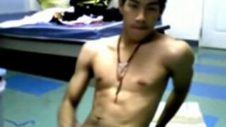 Thai Guy Strokes and Shoots on Webcam