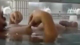 Japanese Sauna Bears Cum Together