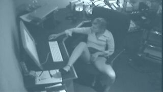 Horny solo office slut masturbates