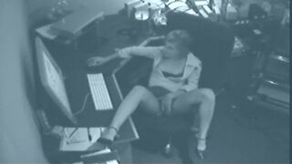 Horny solo office slut masturbates