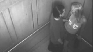 Couple fucking in the lift in black and white