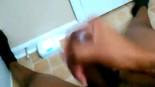 Big Black Cock Masturbating in the Bathroom