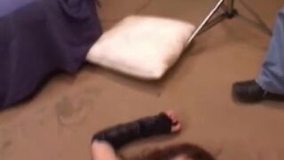 Degraded MILF whore licks cum off the floor