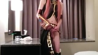 Asian Crossdresser Cums Cosplaying