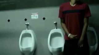 Public Handjob in a Restroom by Bigcockflasher