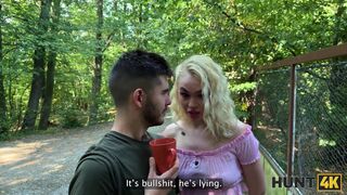 Young blonde babe was moaning so hard while Hunter fucked her outdoors