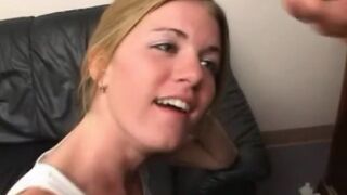 Quincy May hot blonde teen sucks cock