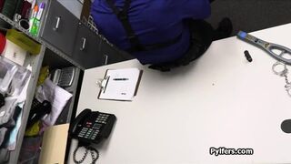 Blonde in glasses fucked over office desk