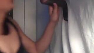 Black Cock Blowjob at Gloryhole by Crossdresser