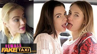 Female Fake Taxi - 3 Super sexy LESBIANS fucking in the back of a London Cab