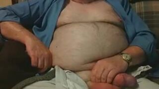 Hairy Grandpa Bear Strokes His Big Cock