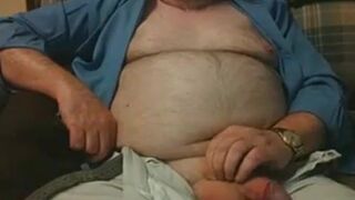 Hairy Grandpa Bear Strokes His Big Cock