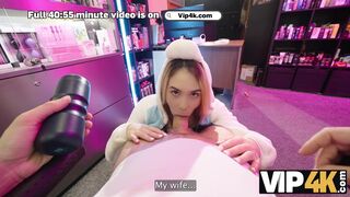 Blonde and shy salesgirl Rika Fane turns out to be a brunette sex demon