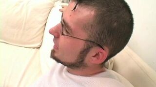 Hot teen jerks off his big hard cock and moans from pleasure