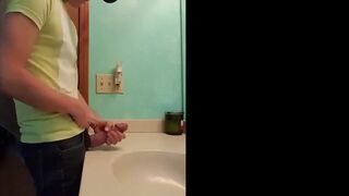 Big-Cock Latin Hunk Jerks Off in Bathroom