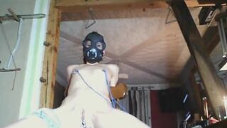 Slave Nina. Tied, gasmask, shaved and penetrated