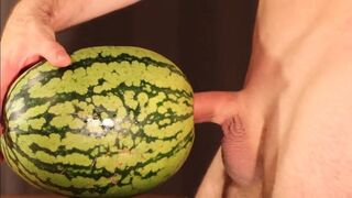 Muscular Stud Fucks and Cums on Watermelon