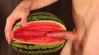 Muscular Stud Fucks and Cums on Watermelon