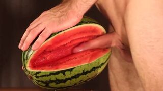 Muscular Stud Fucks and Cums on Watermelon