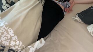 College teen gives a rough handjob and POV masturbation.