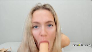 Blonde Milf Gives Her Dildo A Blowjob