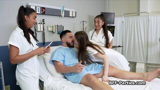 Fourway with three naughty female doctors