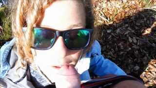 German Blonde Teen's Forest Blowjob