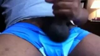 Hung Black Stud Strokes His Big Cock