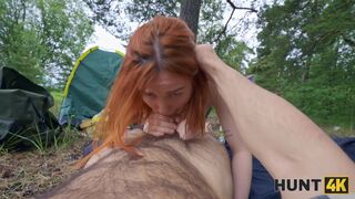 Young russian slut was fucked by a stranger while her boyfriend was in the tent