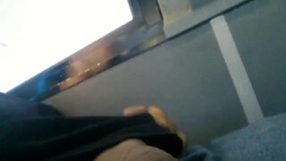 Str8 Big-Cock Hunk Strokes on the Bus