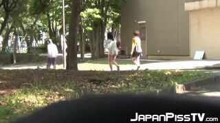 Cute Japanese  peeing outdoors in hot compilation