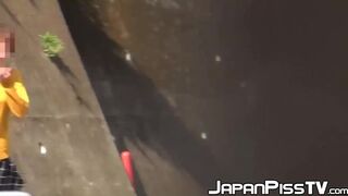 Cute Japanese  peeing outdoors in hot compilation