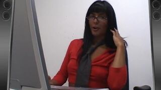 Horny office slut in naughty solo