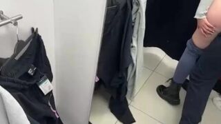 Horny slut get facial after hard sex in public changing room