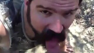 Bearded Daddy Gives Facial in the Woods